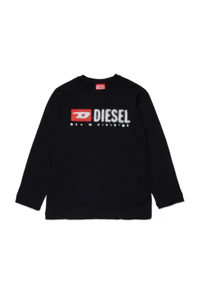 Diesel Sweatshirt In Distressed-optik In Black