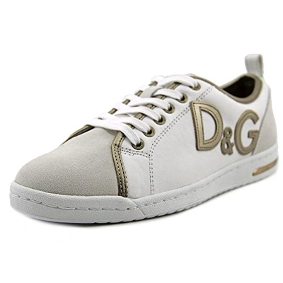 Dolce & Gabbana D&g Mestis Women Leather White Fashion Sneakers In White/gold