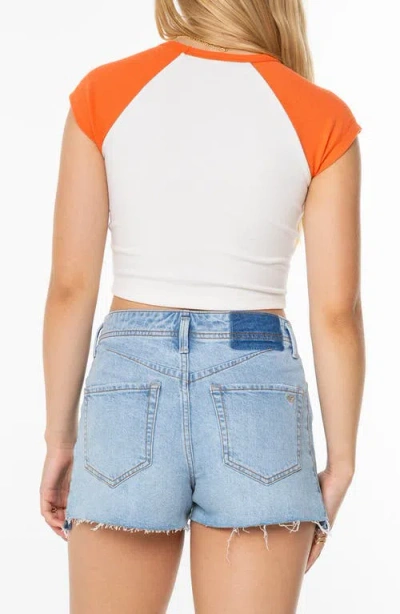 Roxy Wave Stripe Cropped Baby Tee In Blue