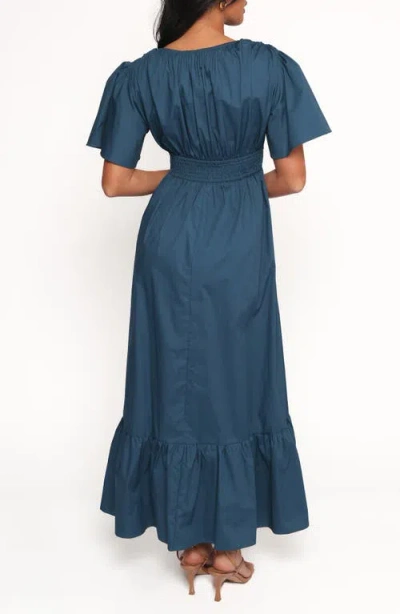 Petal And Pup Petal & Pup Tessa Smocked Ruffle Hem Maxi Dress In Blue