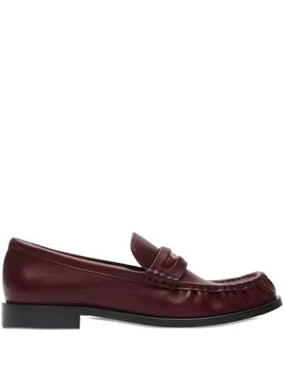 Burberry Cadet Grained Calf Leather Penny Loafers In Burgundy