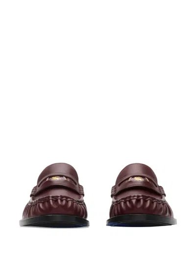 Burberry Cadet Grained Calf Leather Penny Loafers In Burgundy