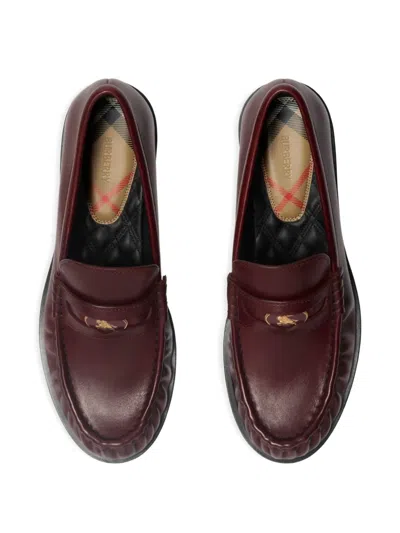Burberry Cadet Grained Calf Leather Penny Loafers In Burgundy
