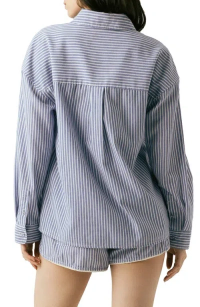 Blanknyc Stripe Button-up Shirt In Blue