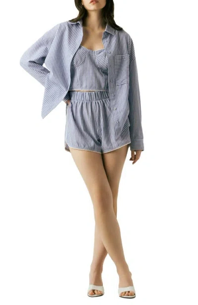 Blanknyc Stripe Button-up Shirt In Blue