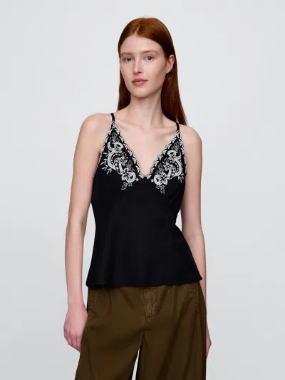 Gap Linen-blend Embroidered Halter Top