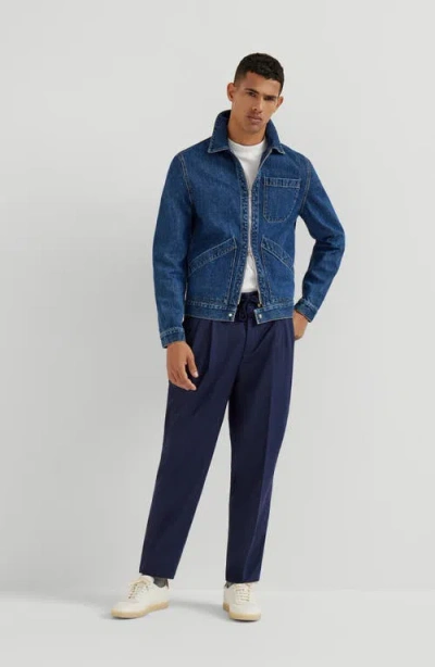 Brunello Cucinelli Virgin Wool Drawstring Leisure Trousers In Blue
