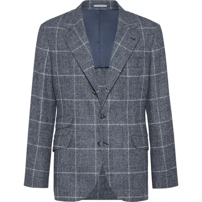 Brunello Cucinelli Notch Lapel Wool Jacket In Gray