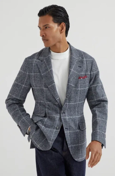 Brunello Cucinelli Notch Lapel Wool Jacket In Gray
