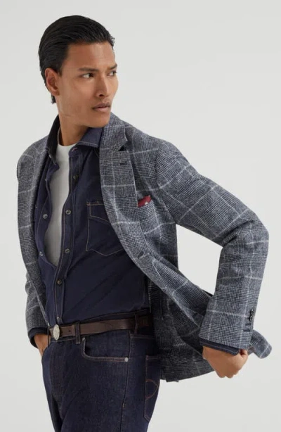 Brunello Cucinelli Notch Lapel Wool Jacket In Gray