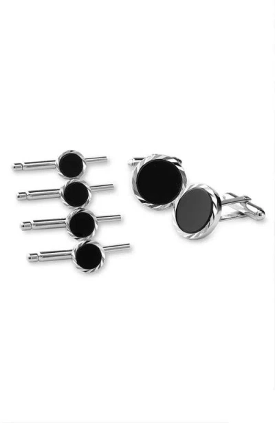 David Donahue Men's 3-pair Onyx & Sterling Silver Stud Cufflink