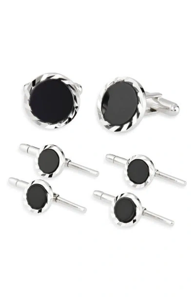 David Donahue Men's 3-pair Onyx & Sterling Silver Stud Cufflink