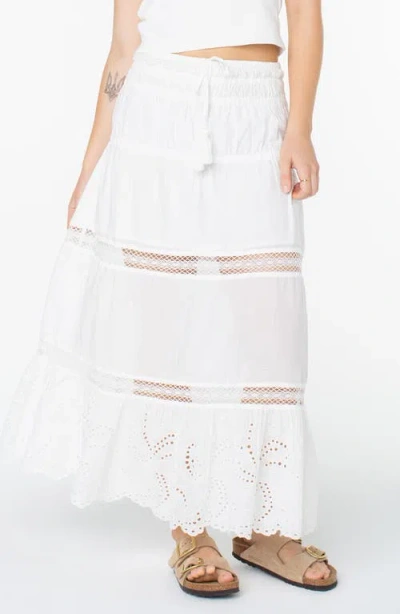 Roxy Juniors' Castaway Cotton Pull-on Maxi Skirt In White