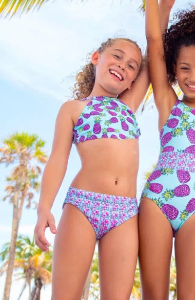 Limeapple Pineapple Printed Tankini In Blue