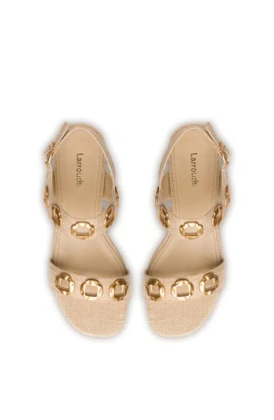 Larroude Milan Raffia Flat Slingback Sandals