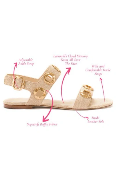 Larroude Milan Raffia Flat Slingback Sandals