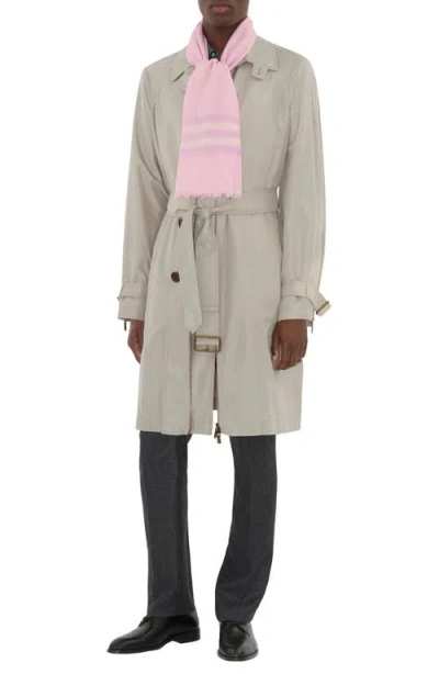 Burberry Wide Wool Scarf With Check Pattern