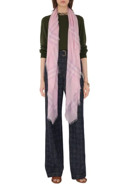 Burberry Wide Wool Scarf With Check Pattern