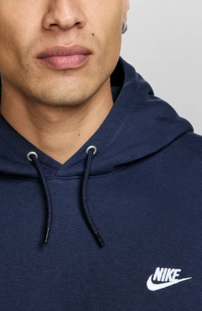 Nike Club Logo Fleece Pullover Hoodie Sweatshirt In Obsidian, Men's At Urban Outfitters In Blue