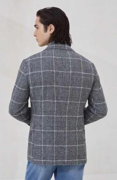 Brunello Cucinelli Deconstructed Wool Jacket Checked Pattern In Gray