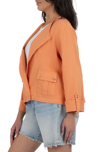 Kut From The Kloth Karie Open Front Linen Blend Jacket In Orange