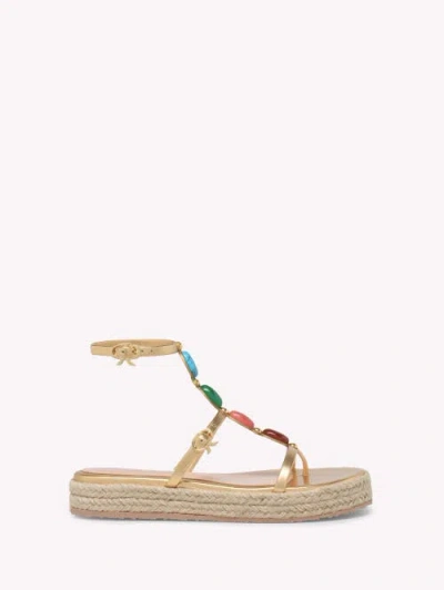 Gianvito Rossi Shanti Embellished Metallic Leather Platform Sandals In Gold