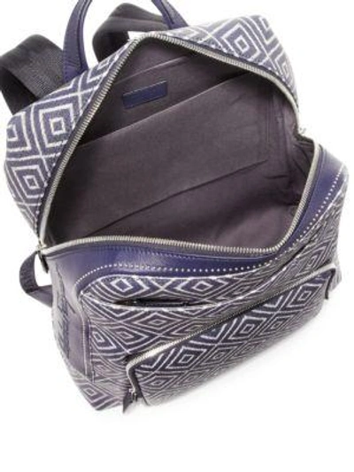 Shop Ferragamo Geometric Calfskin Leather Backpack In Blue Sand