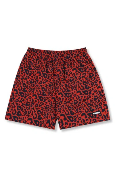 Pleasures Leopard Print Active Shorts In Red