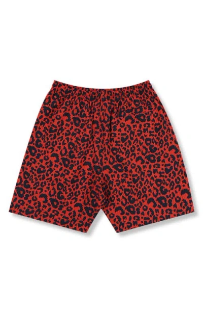 Pleasures Leopard Print Active Shorts In Red