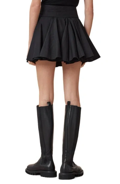 Allsaints Womens Black Tulip Draped Mid-rise Cotton Mini Skirt