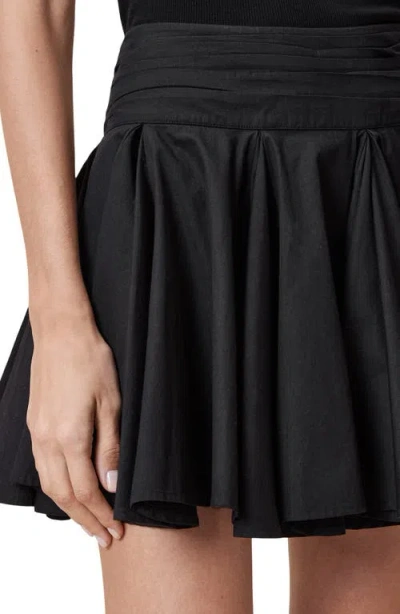 Allsaints Womens Black Tulip Draped Mid-rise Cotton Mini Skirt