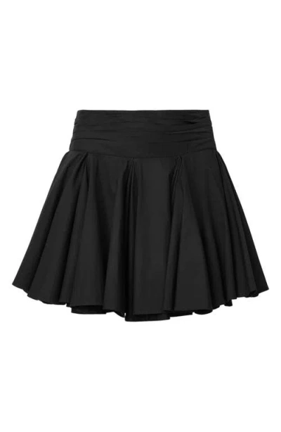 Allsaints Womens Black Tulip Draped Mid-rise Cotton Mini Skirt