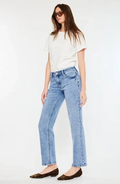 Kancan Tamia Essentials Mid Rise True Straight Jeans In Blue