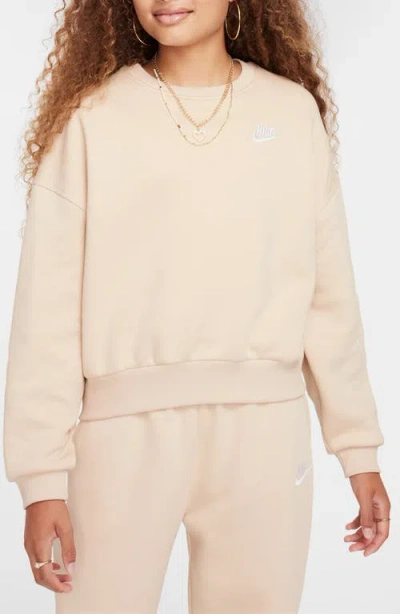 Nike Women's  Sportswear Club Fleece Girls' Boxy Crew-neck Sweatshirt In Neutral