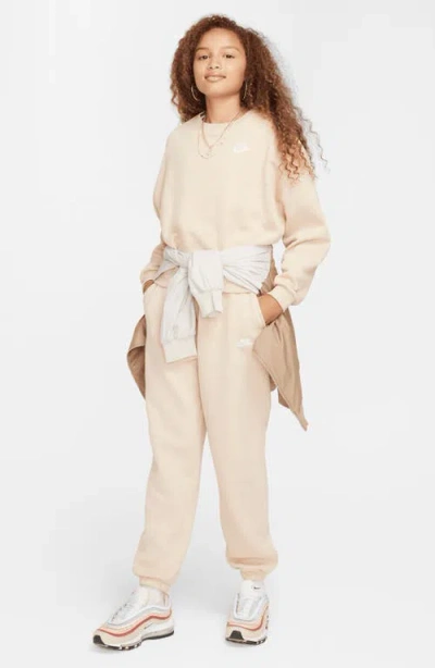 Nike Women's  Sportswear Club Fleece Girls' Boxy Crew-neck Sweatshirt In Neutral