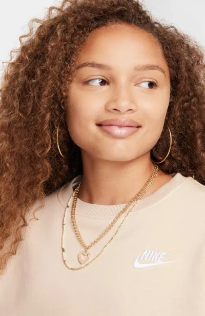 Nike Women's  Sportswear Club Fleece Girls' Boxy Crew-neck Sweatshirt In Neutral
