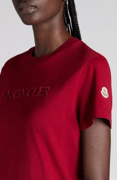 Moncler Embroidered Logo T-shirt In Red
