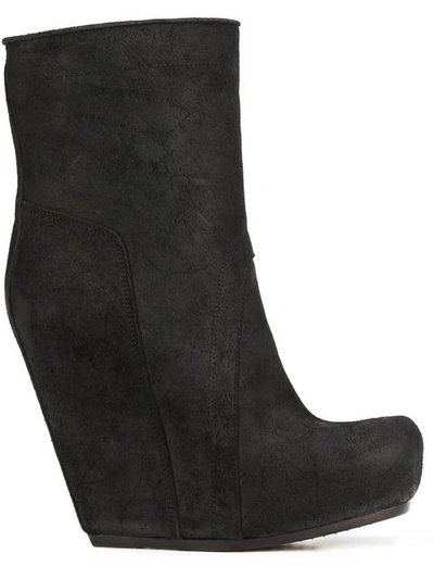 Rick Owens Wedge Ankle Boots In Nero