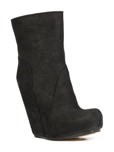 Shop Rick Owens Wedge Ankle Boots In Black