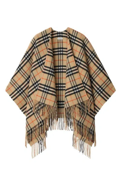 Burberry Wool And Cashmere Cape With Check Pattern