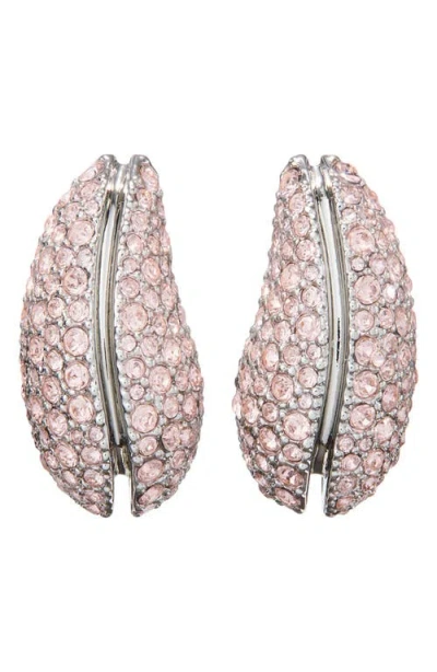 Tory Burch Wave Crystal Embellished Stud Earrings In Gray