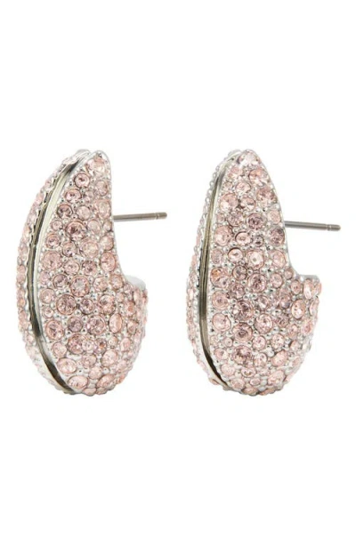 Tory Burch Wave Crystal Embellished Stud Earrings In Gray