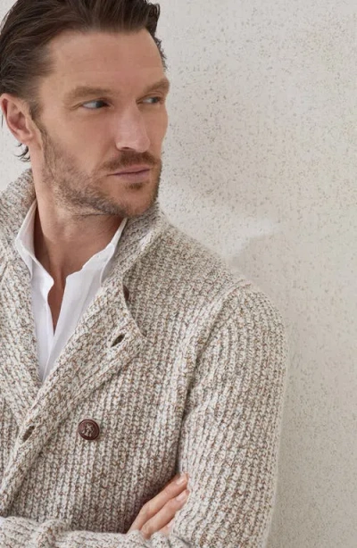 Brunello Cucinelli Shawl Collar Double-breasted Knit Cardigan In Gray