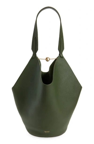 Khaite Womens Bottle Green Lotus Small Leather Tote Bag