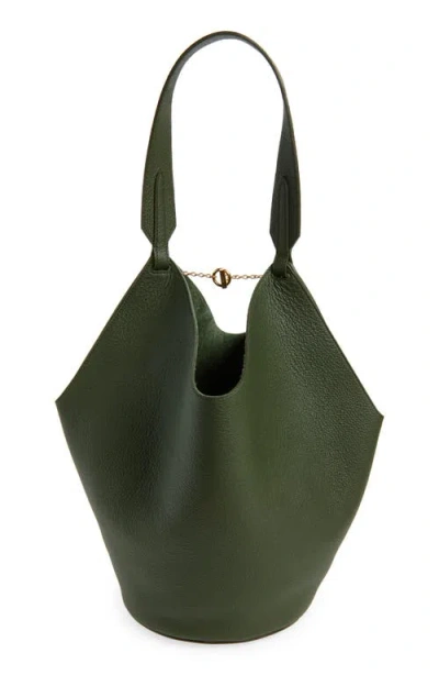 Khaite Womens Bottle Green Lotus Small Leather Tote Bag
