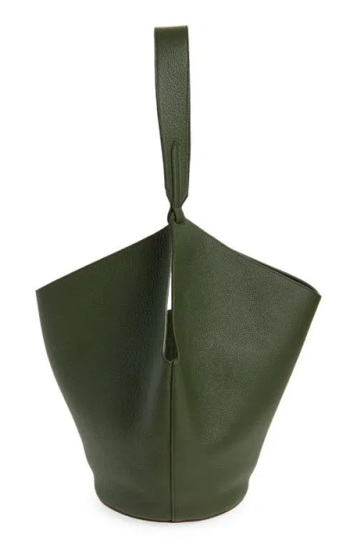 Khaite Womens Bottle Green Lotus Small Leather Tote Bag