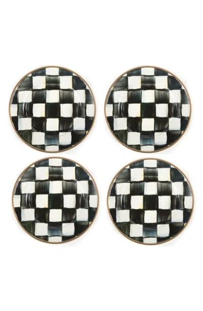 Mackenzie-childs Mackenzie Childs Courtly Check Set Of 4 Enameled Steel Appetizer Plates In Multi