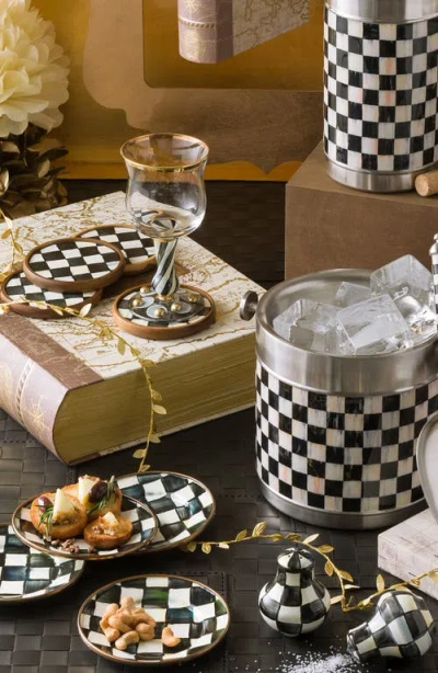 Mackenzie-childs Mackenzie Childs Courtly Check Set Of 4 Enameled Steel Appetizer Plates In Multi