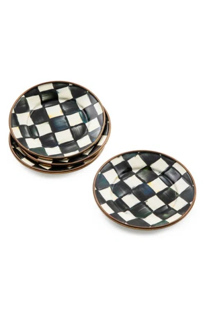 Mackenzie-childs Mackenzie Childs Courtly Check Set Of 4 Enameled Steel Appetizer Plates In Multi