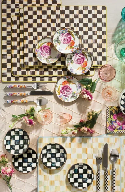 Mackenzie-childs Mackenzie Childs Courtly Check Set Of 4 Enameled Steel Appetizer Plates In Multi